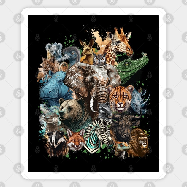 Watercolor Wildlife Collage Magnet by HolidayBug
